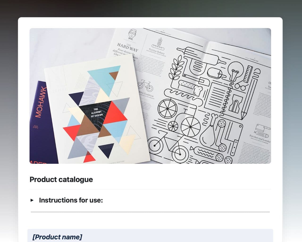 Craft Free Template: Product catalogue