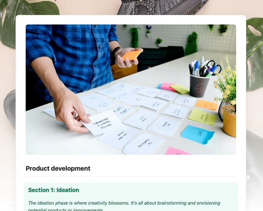 Craft Free Template: Product development
