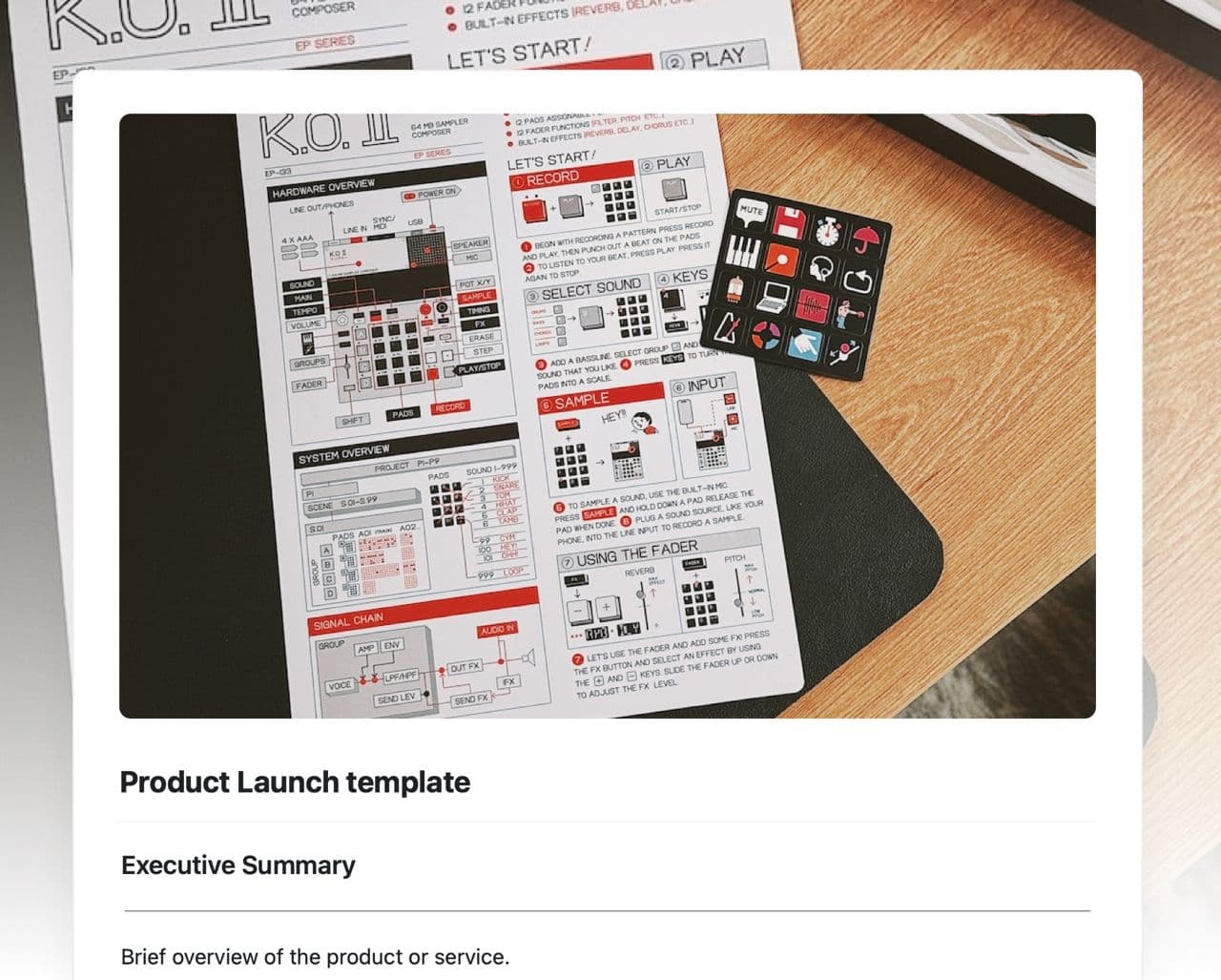 Craft Free Template: Product launch template