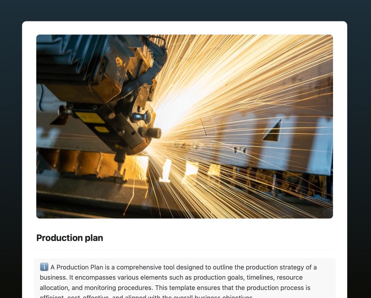 Craft Free Template: Production plan