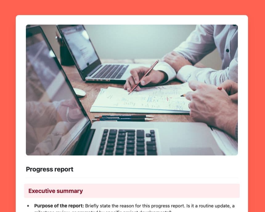 Craft Free Template: Progress report