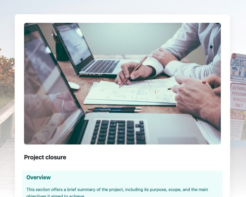Craft Free Template: Project closure
