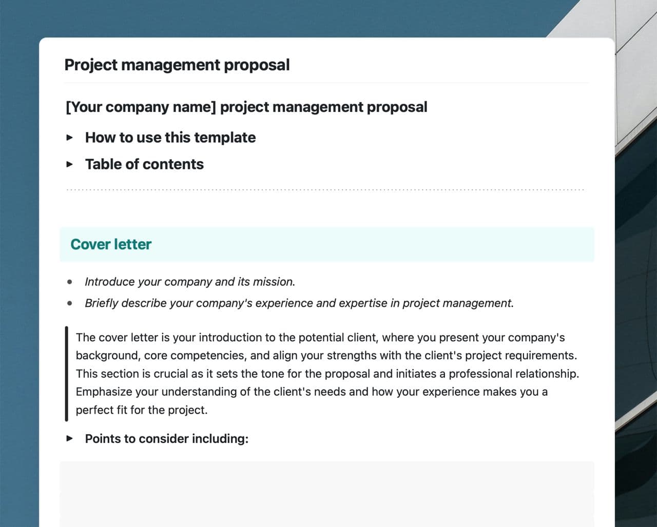 Craft Free Template: Project management proposal