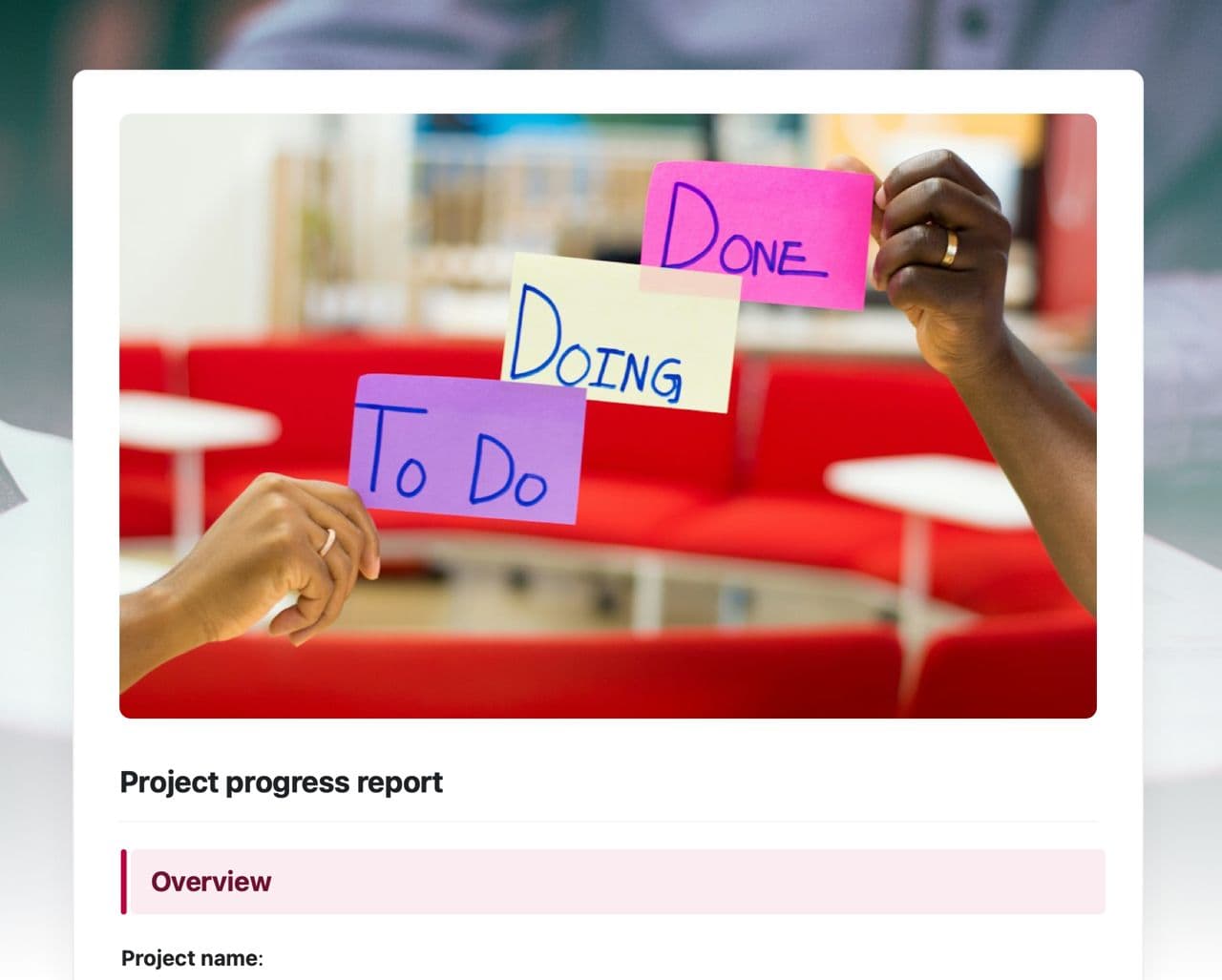Craft Free Template: Project progress report