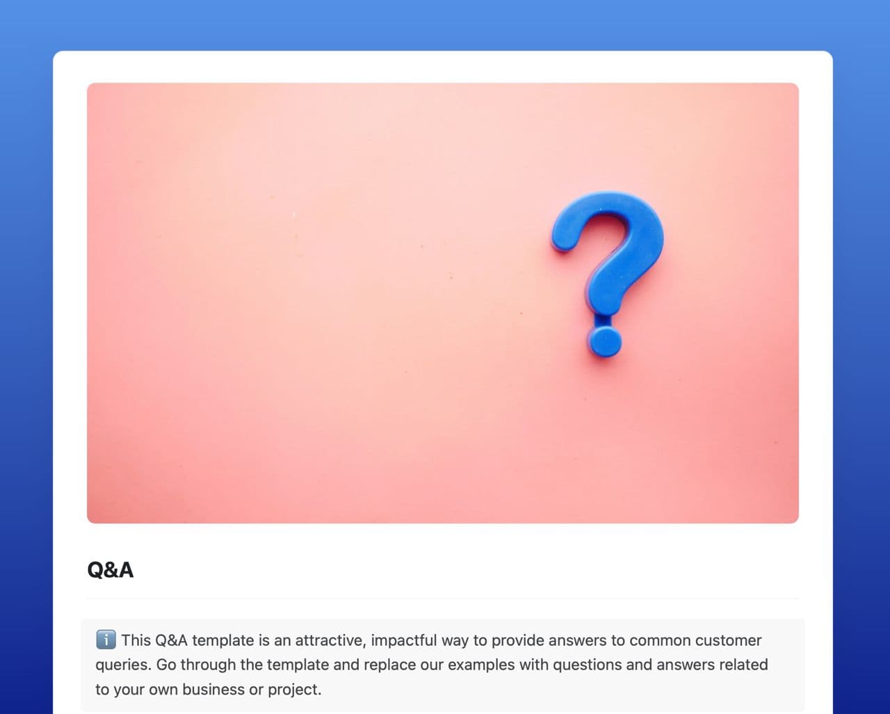 Craft Free Template: Q&A template