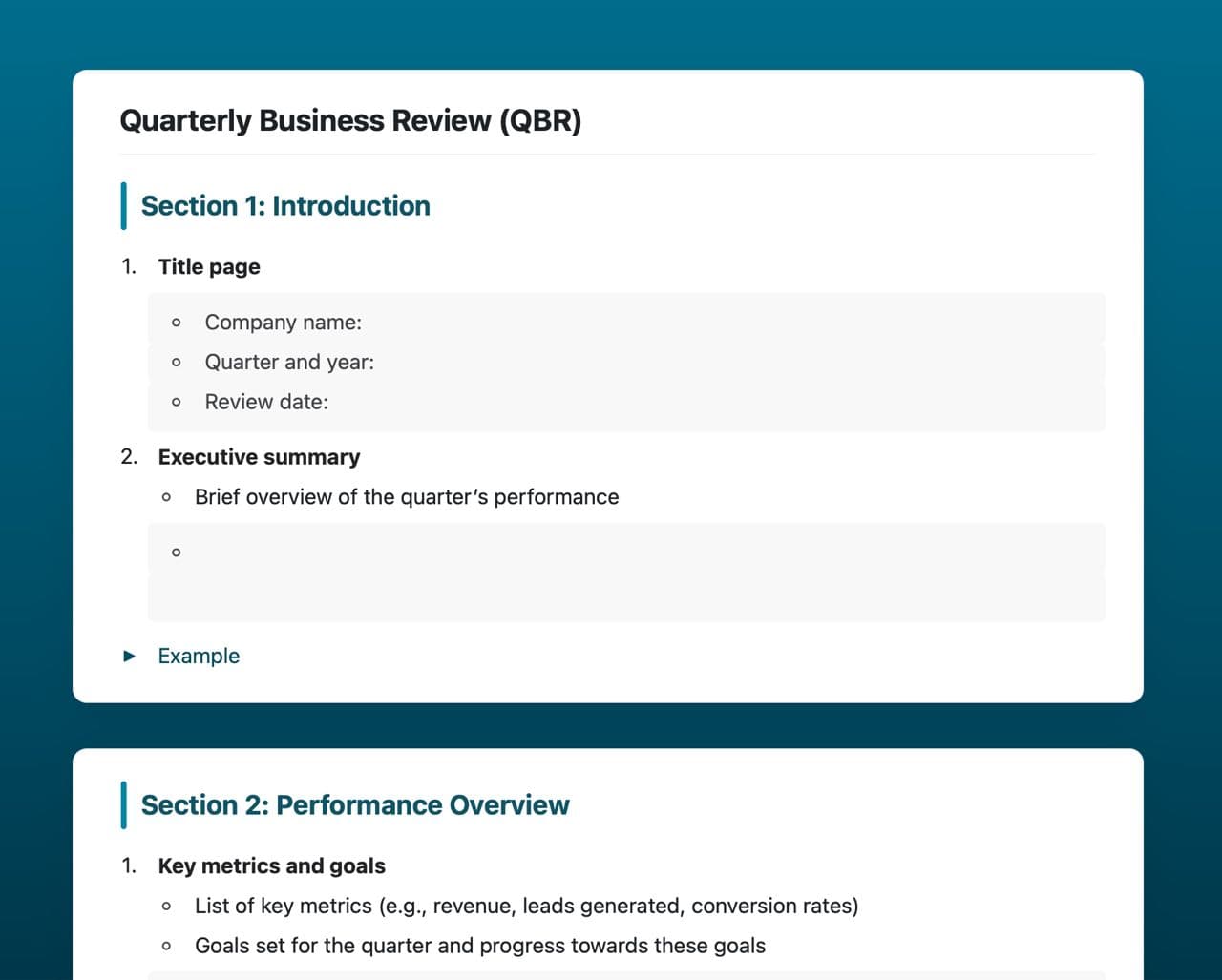 Craft Free Template: Quarterly Business Review (QBR)