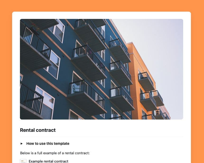 Craft Free Template: Rental contract