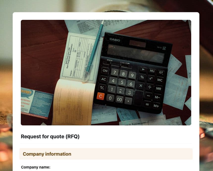 Craft Free Template: Request for quote (RFQ)
