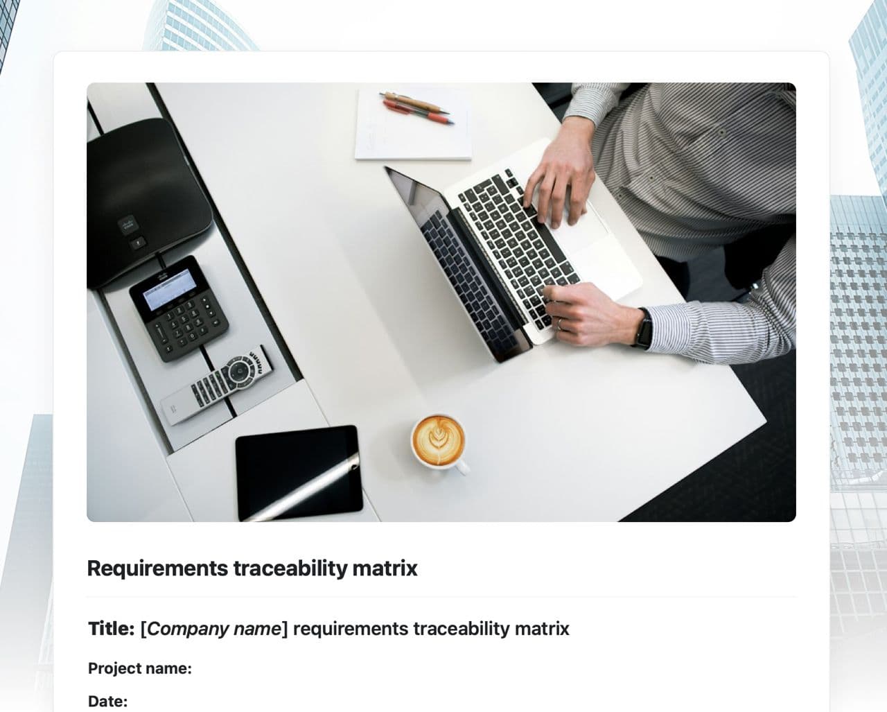Craft Free Template: Requirements traceability matrix