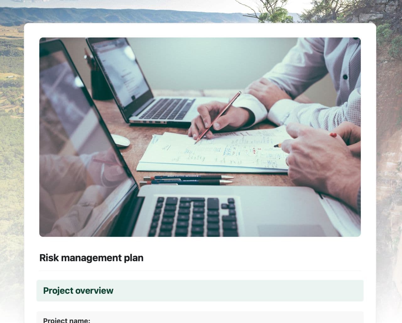 Craft Free Template: Risk management plan