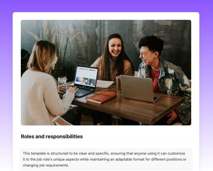 Craft Free Template: Roles and responsibilities