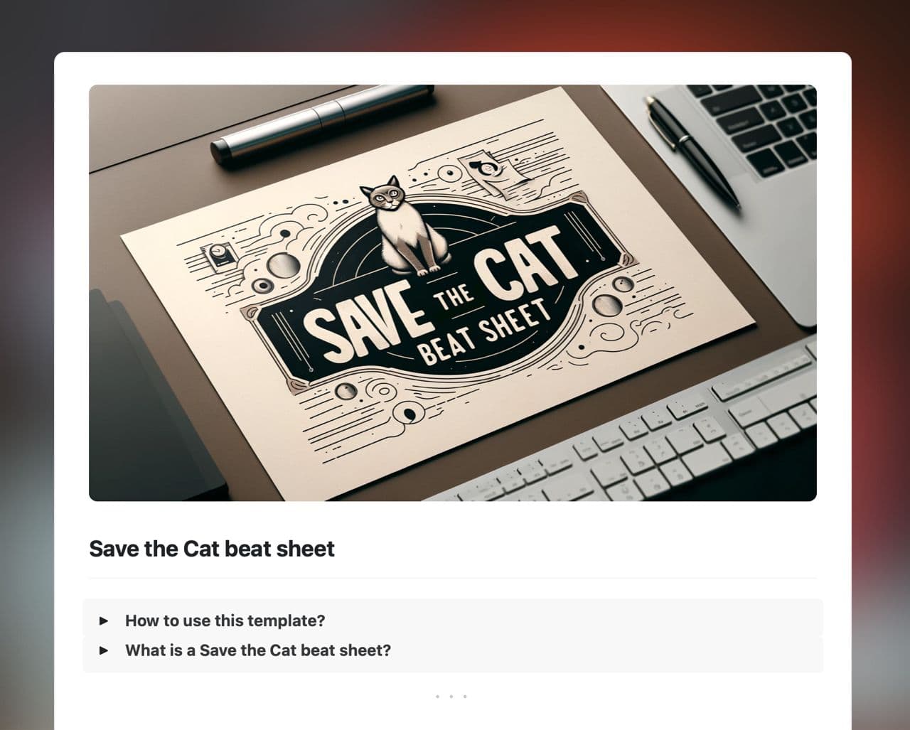Craft Free Template: Save the Cat beat sheet