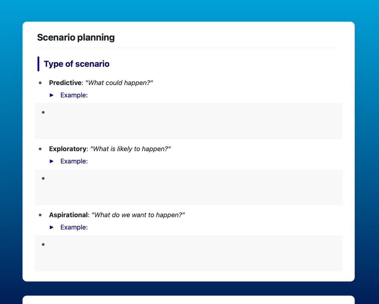 Craft Free Template: Scenario planning template