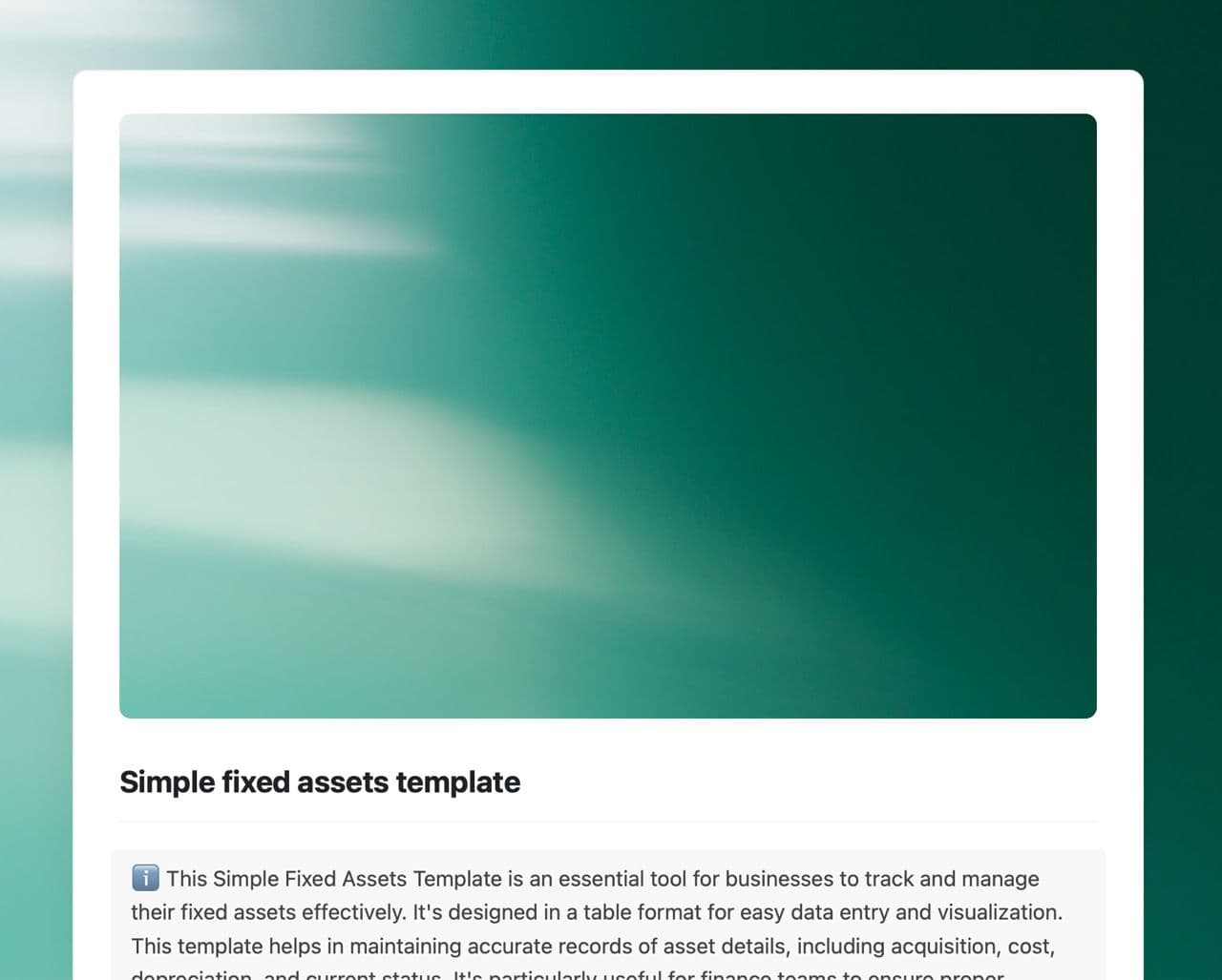 Craft Free Template: Simple fixed asset template
