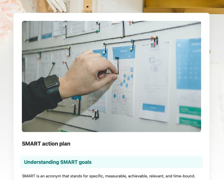 Craft Free Template: SMART action plan