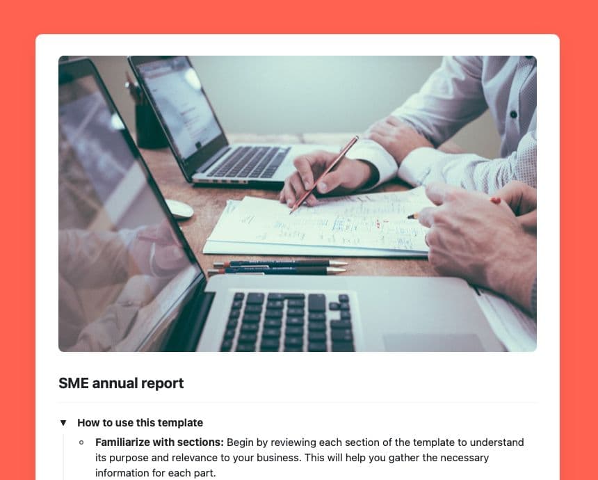 Craft Free Template: SME annual report