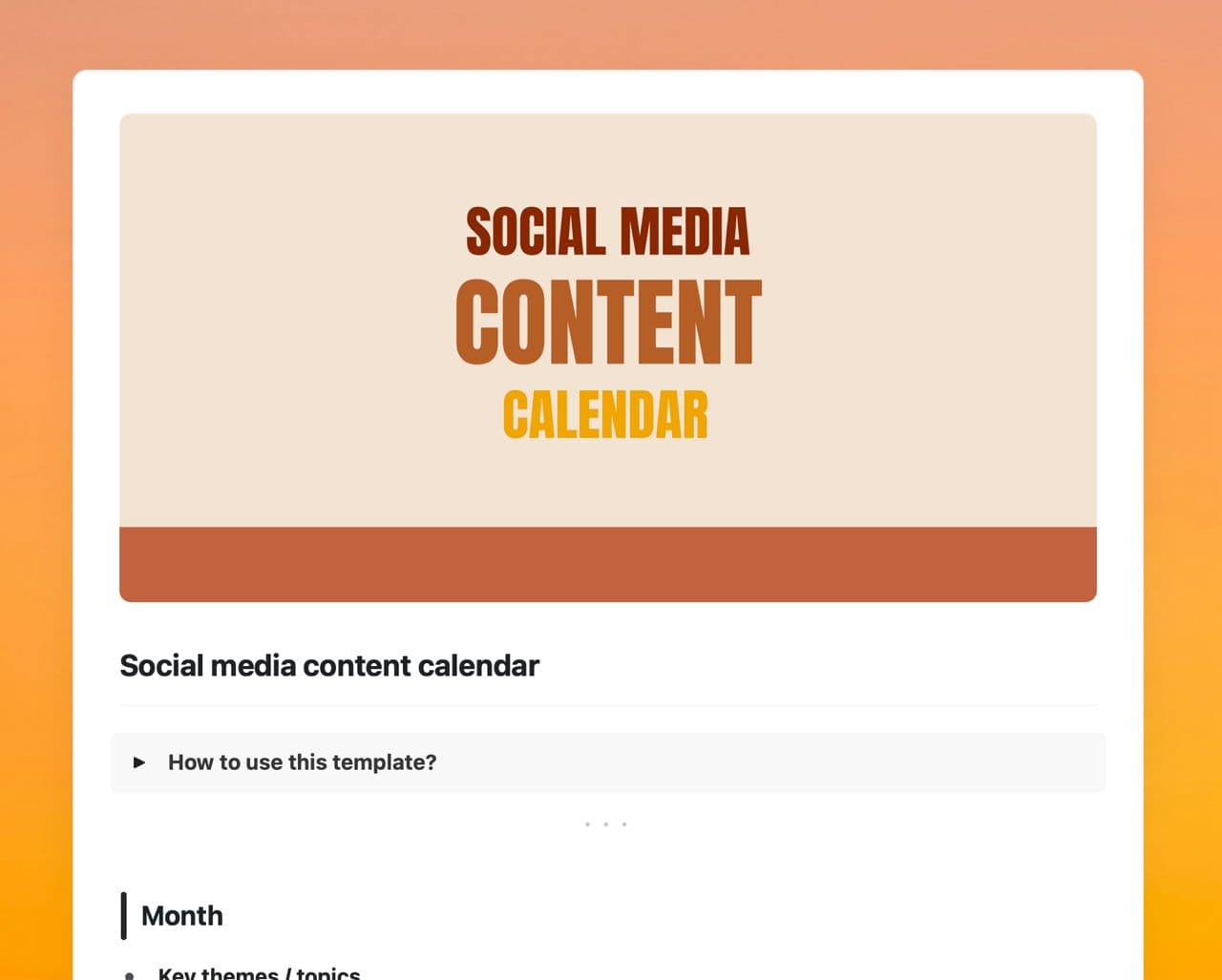 Craft Free Template: Social media content calendar