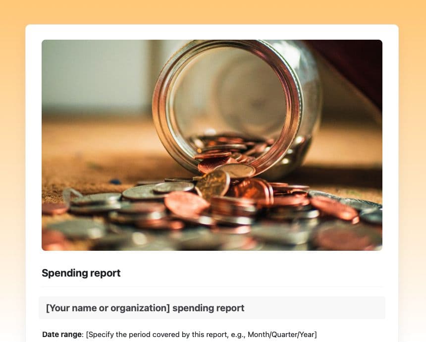 Craft Free Template: Spending report