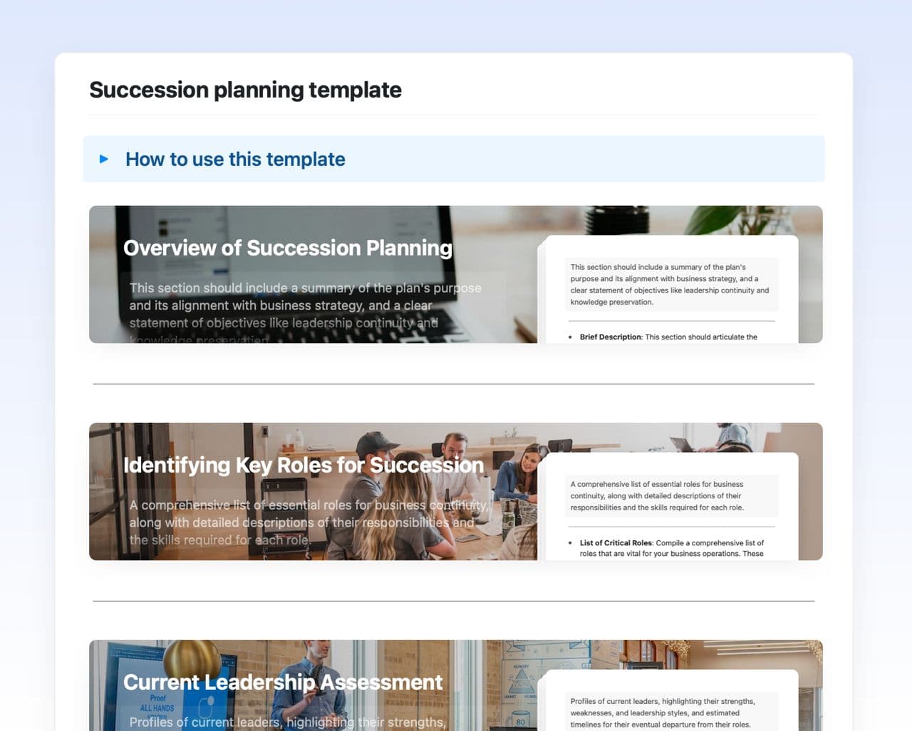 Craft Free Template: Succession planning template