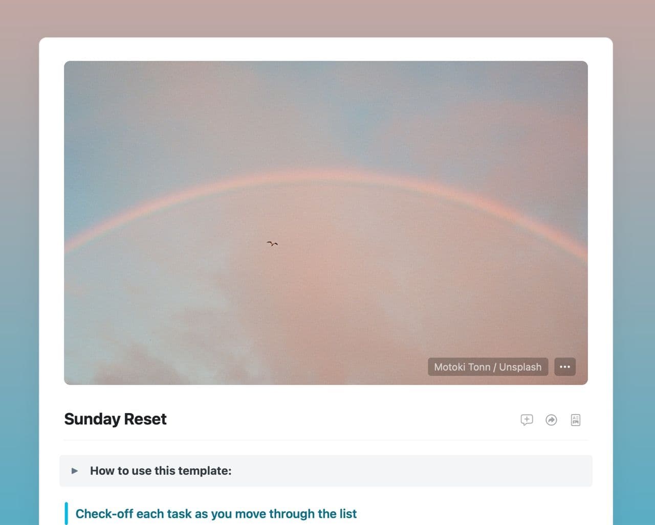 Sunday Reset template in Craft