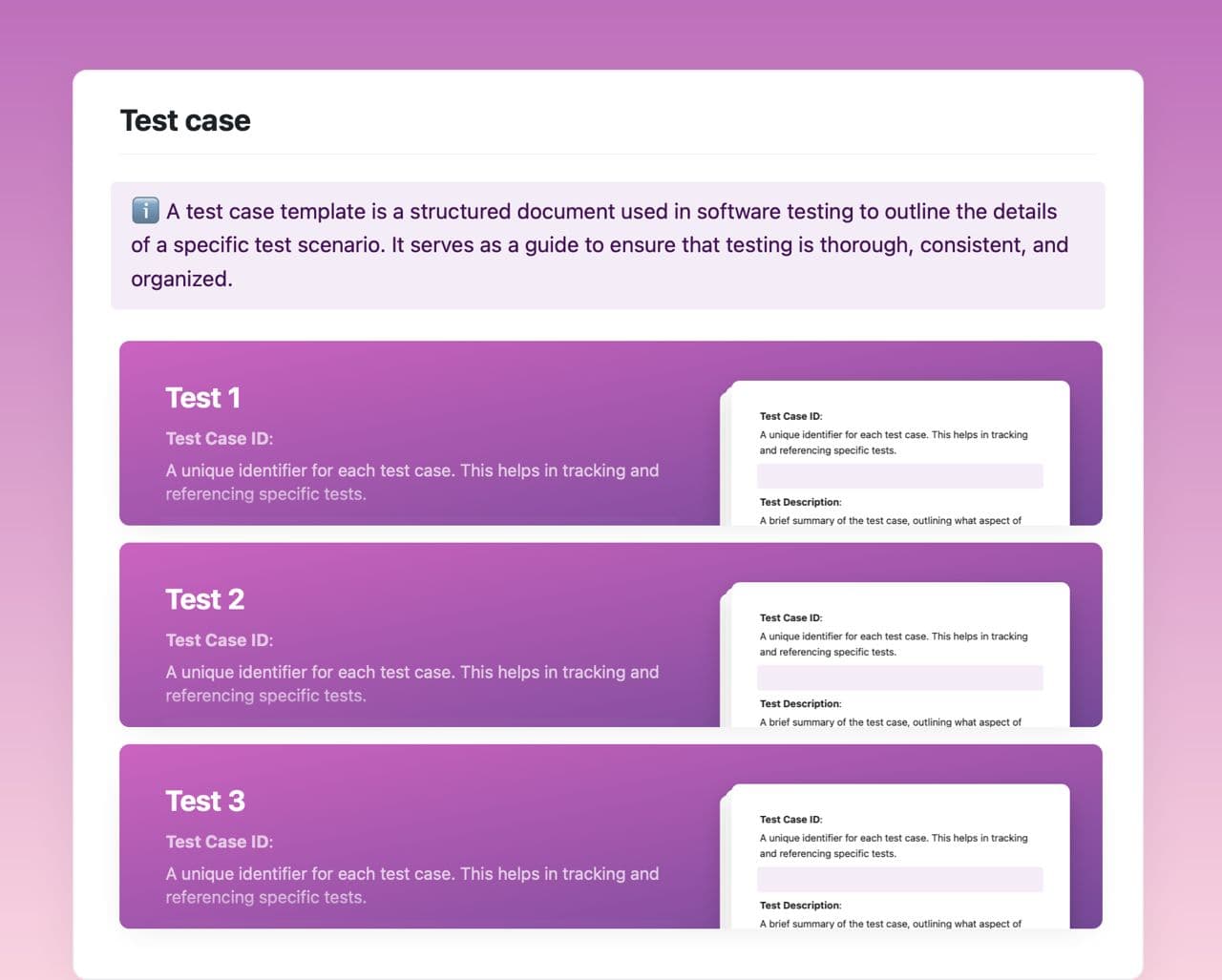 Craft Free Template: Test case