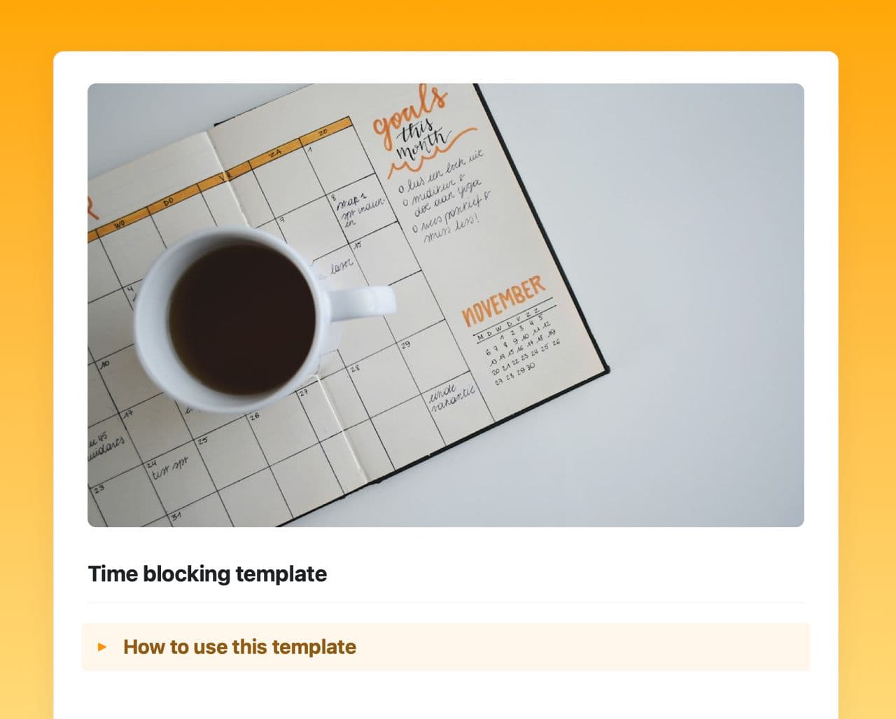 Craft Free Template: Time blocking