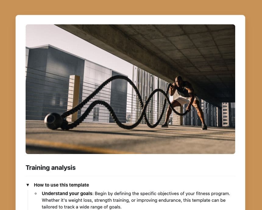 Craft Free Template: Training analysis