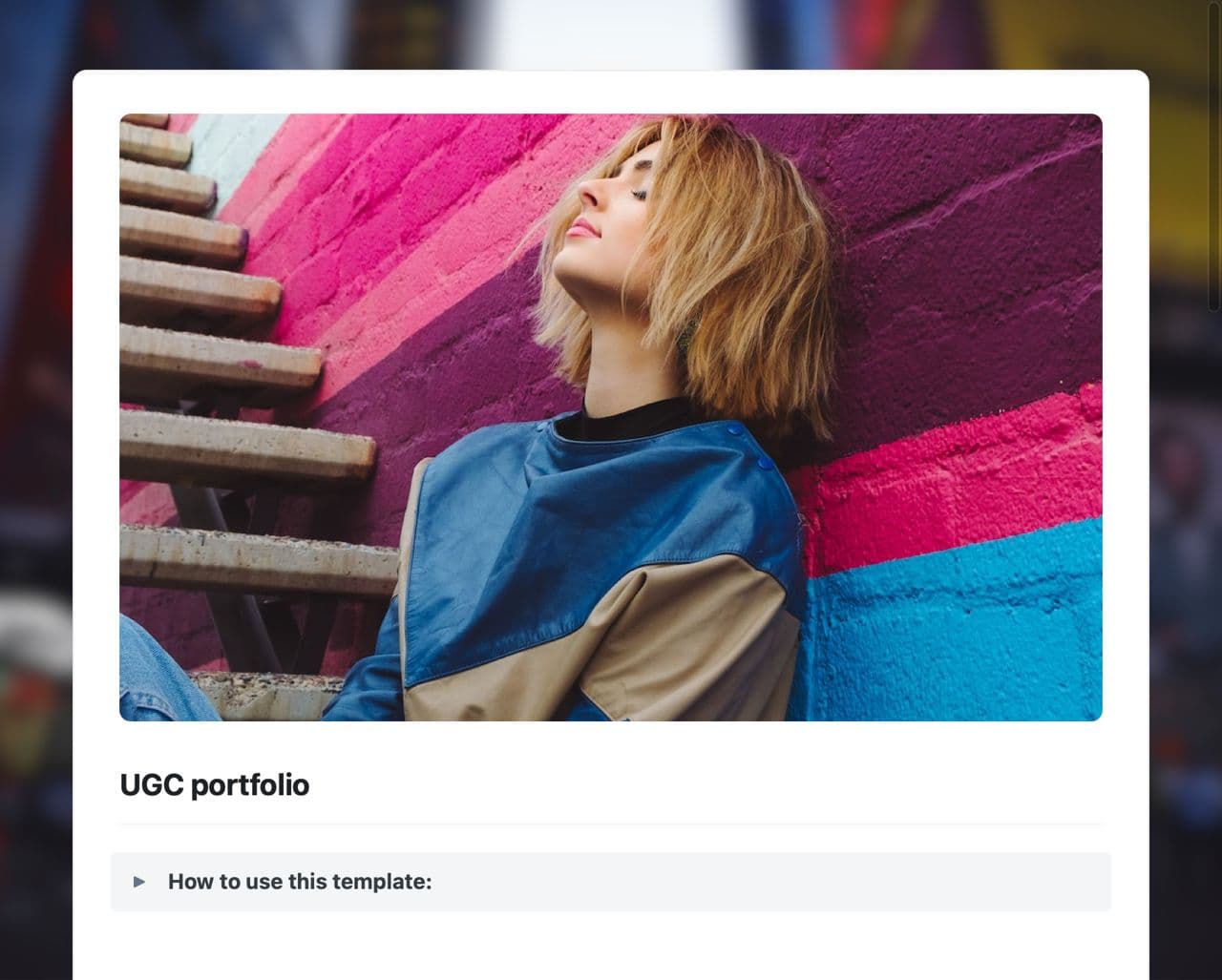 Craft Free Template: UGC portfolio