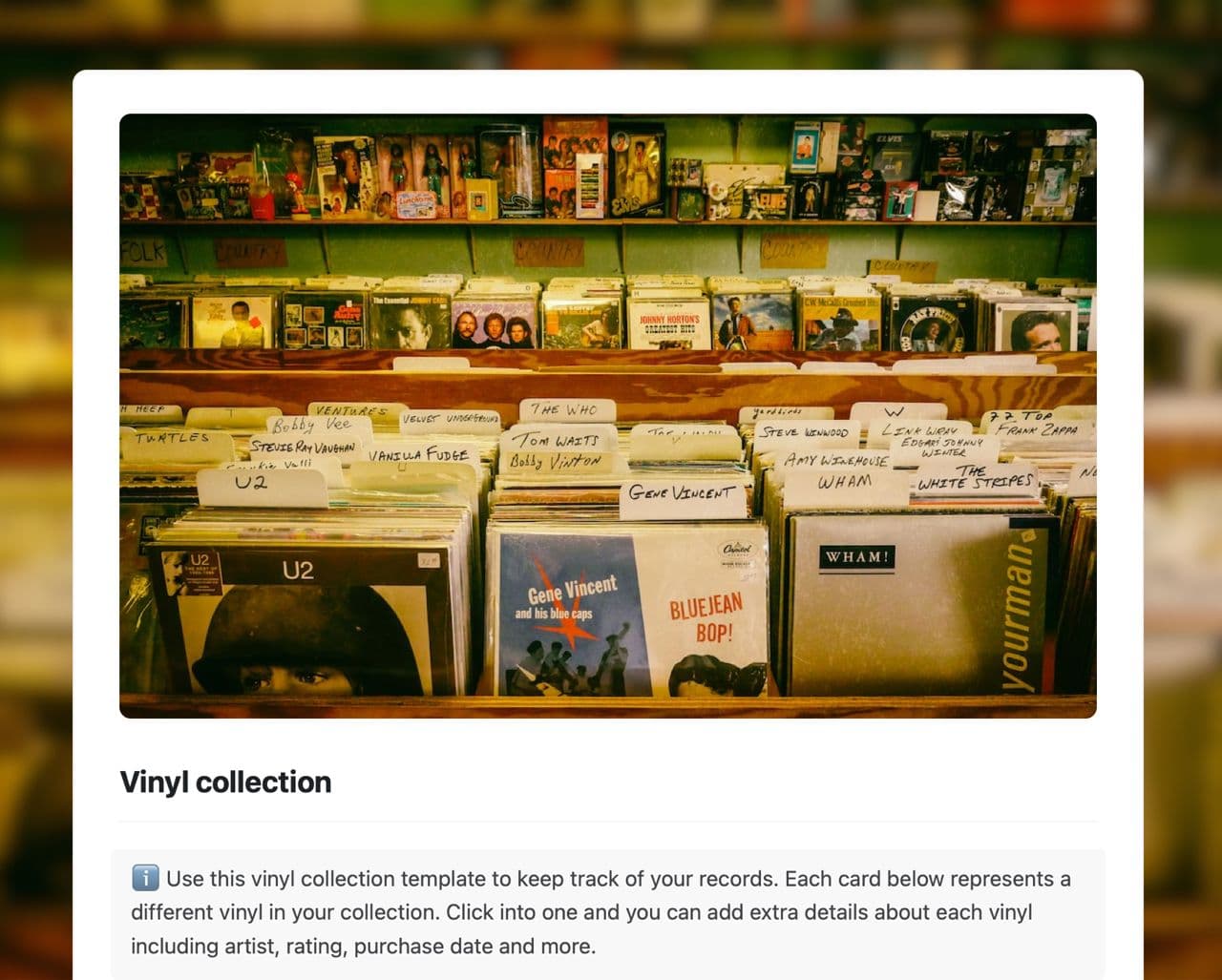 Craft Free Template: Vinyl collection