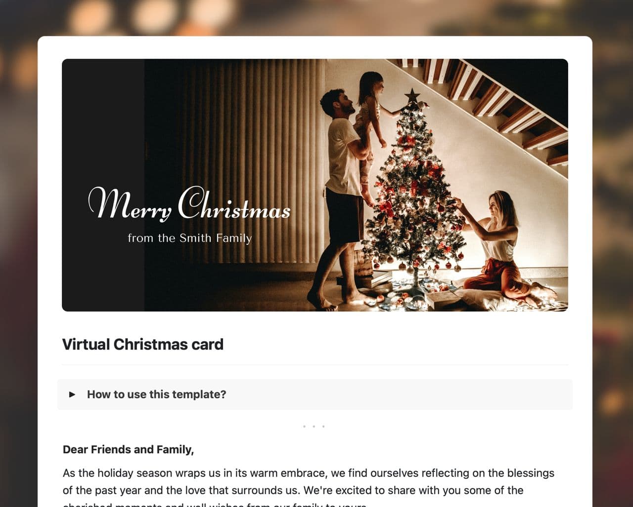 Craft Free Template: Virtual Christmas card