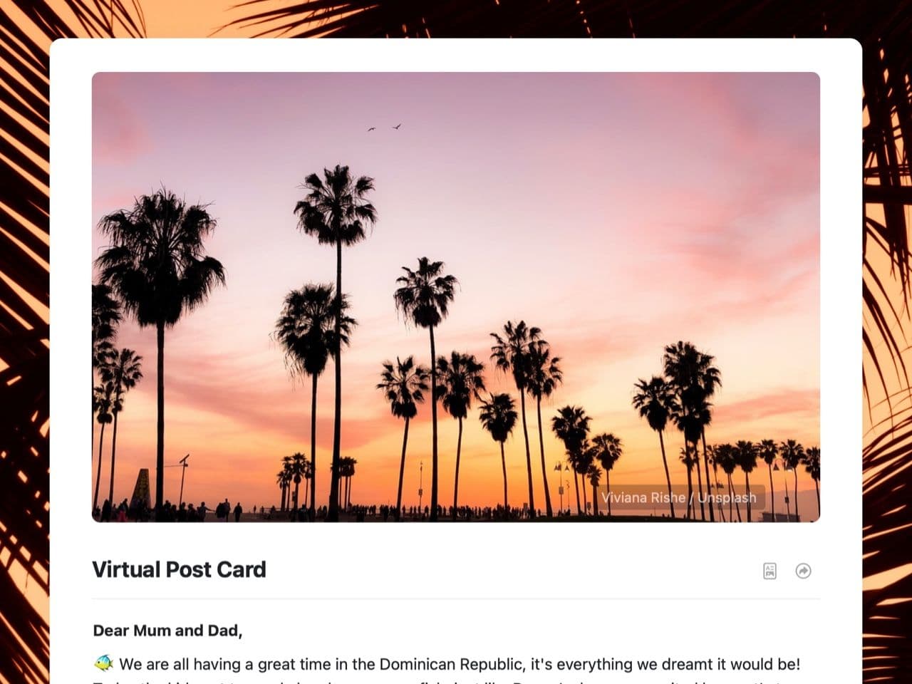 Craft Free Template: Virtual Post Card