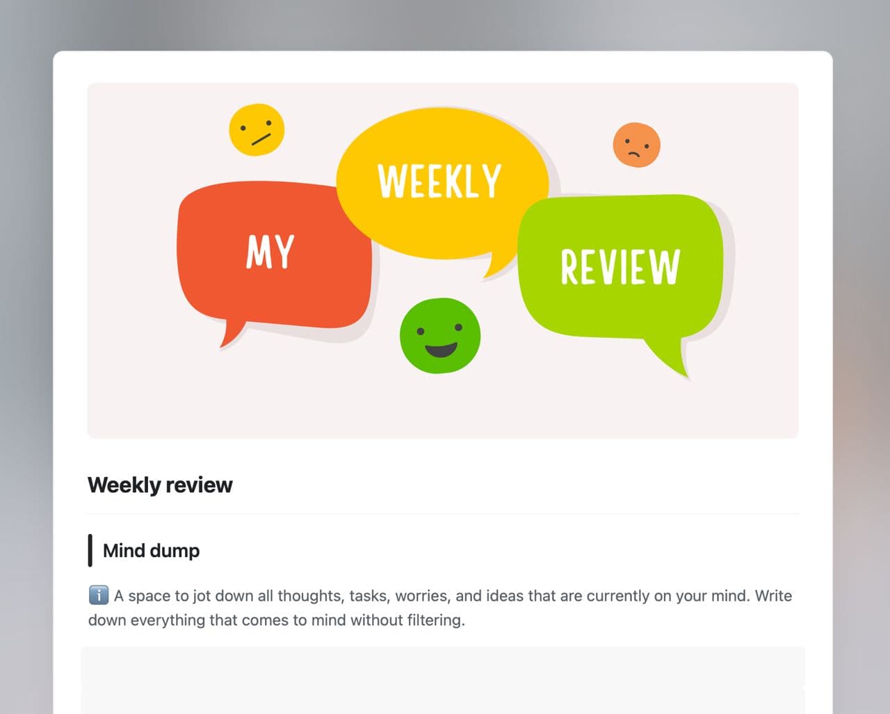 Craft Free Template: Weekly review
