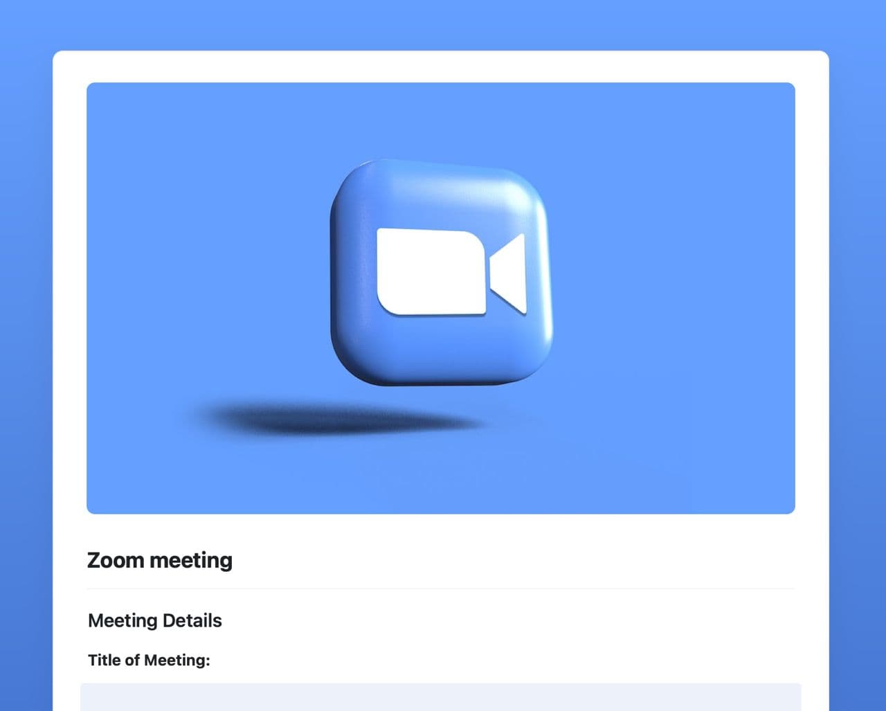 Craft Free Template: Zoom meeting