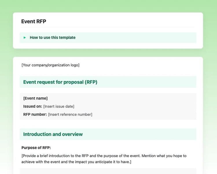 Craft Free Template: Event RFP in Craft