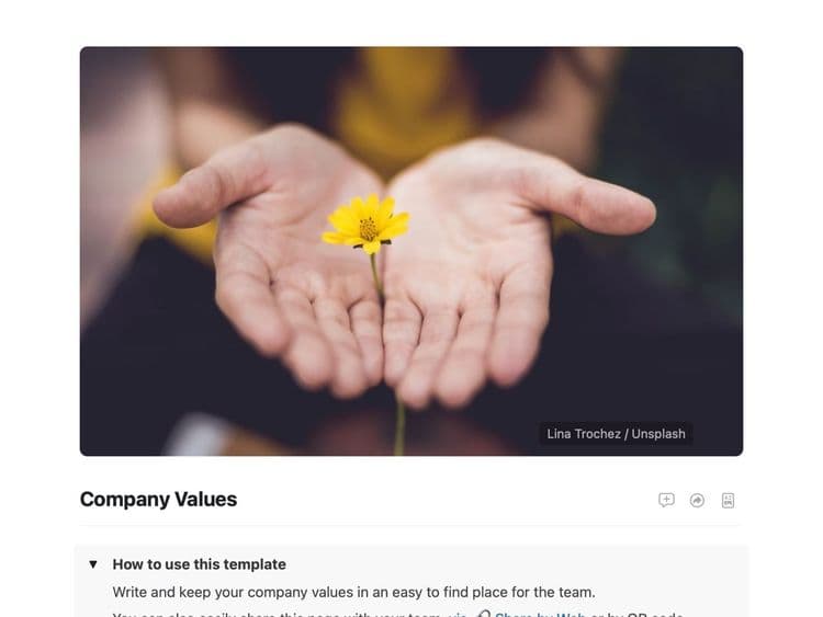 Craft Free Template: Company Values Template