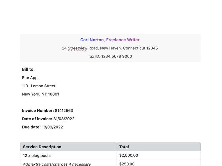 Freelance Invoice Template