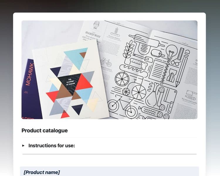 Product catalogue in craft