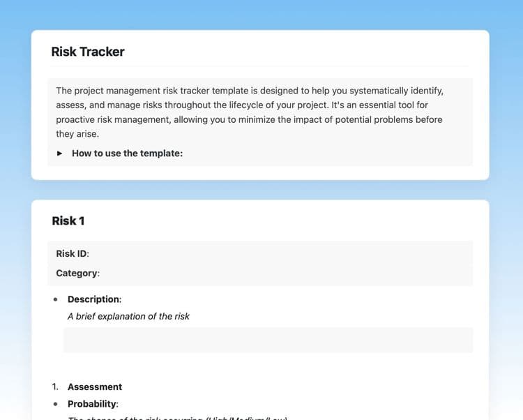 Risk tracker in craft