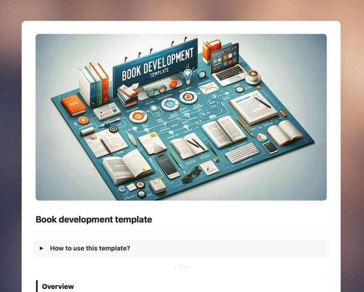 Book development template in Craft showing instructions and overview.
