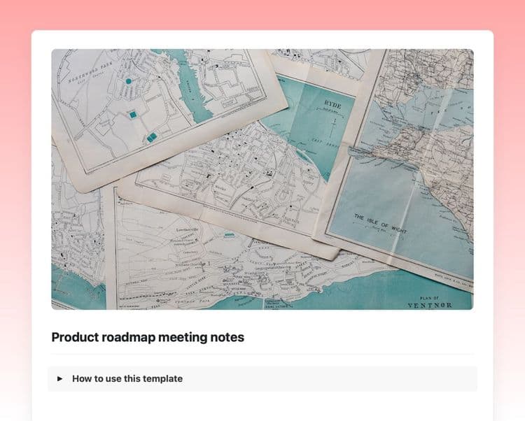 Craft Free Template: Product roadmap meeting notes template in Craft showing instructions and meeting details.