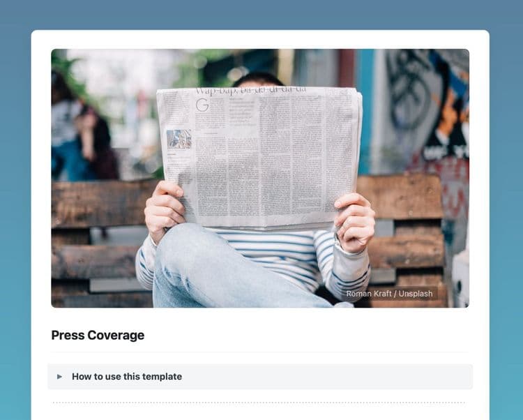 Craft Free Template: Keep all your press coverage in one place so it's easy to find later.