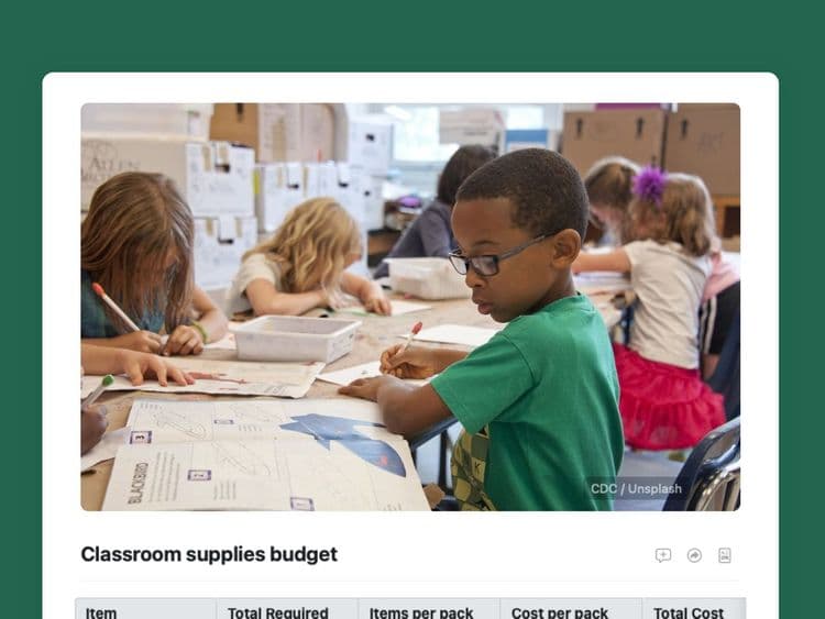 Craft Free Template: Classroom Supplies Budget Tracker Template