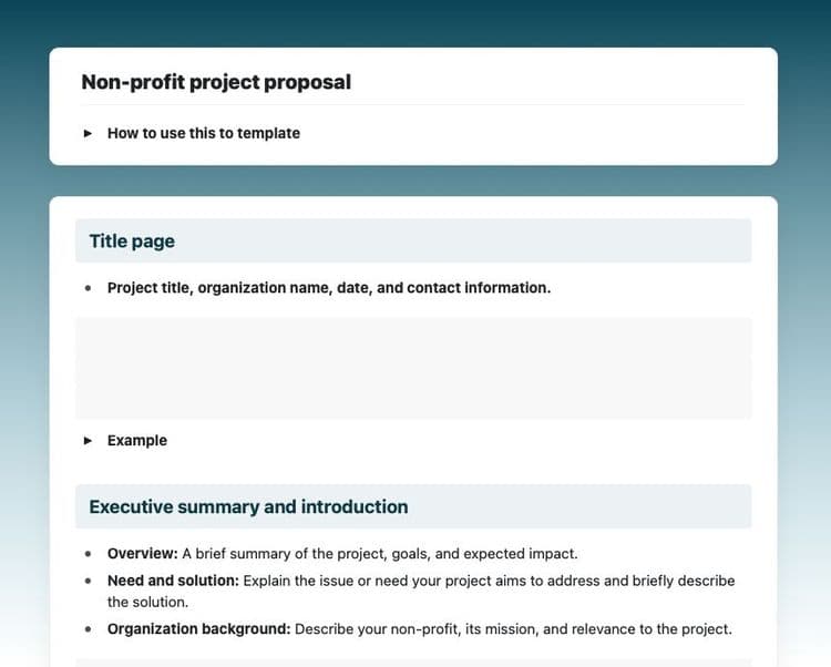 Craft Free Template: Non-profit project proposal in Craft