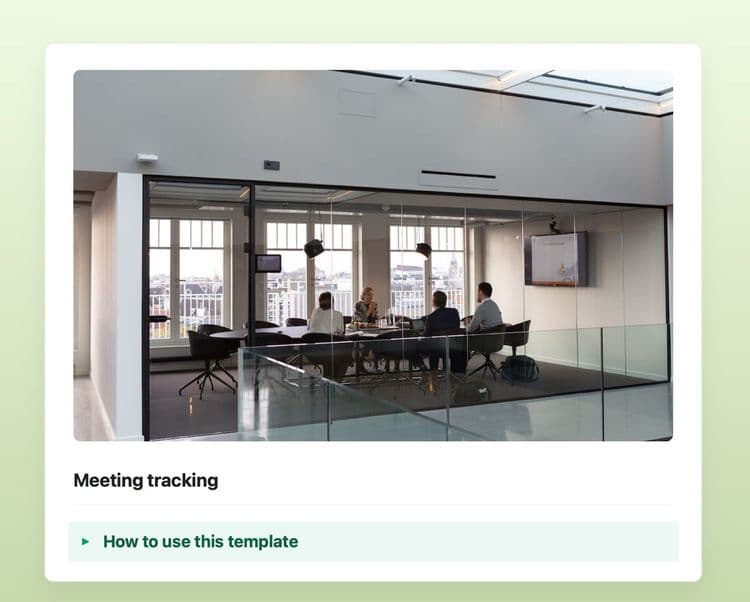 Meeting tracking template in Craft showing instructions.