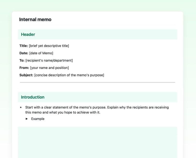 Craft Free Template: Internal memo in craft