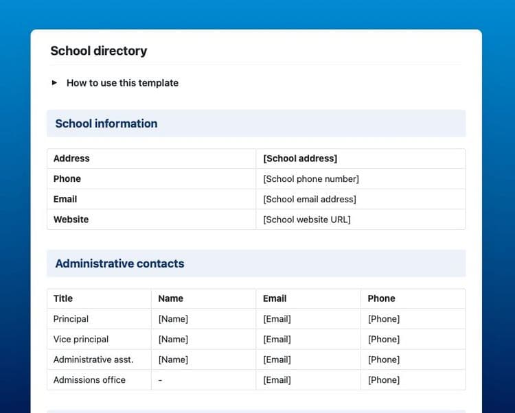 School directory in Craft