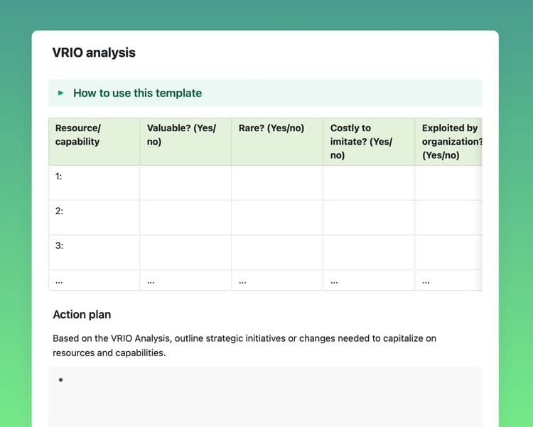 VRIO analysis in craft 