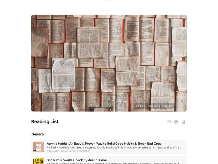 Craft Free Template: Free reading list template