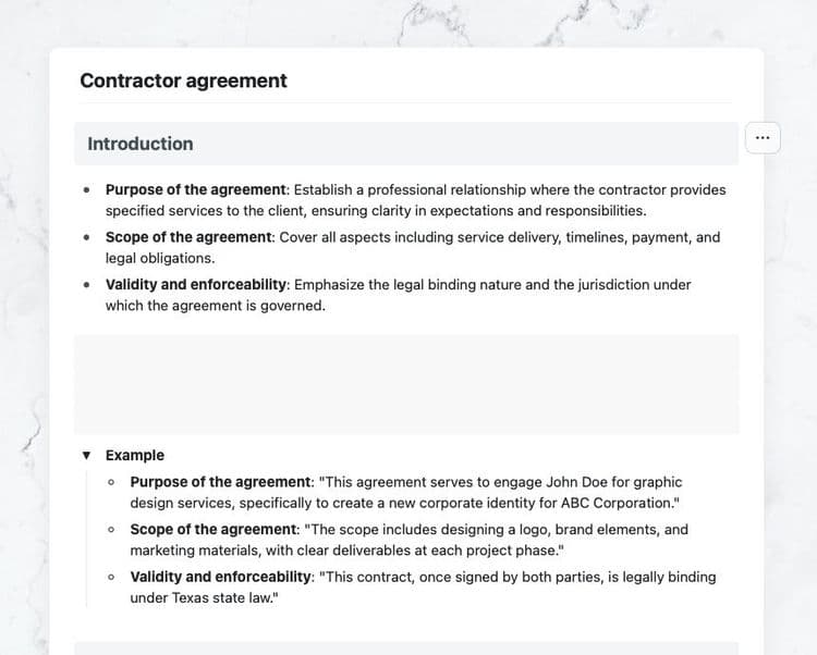 Craft Free Template: Contractor agreement in Craft