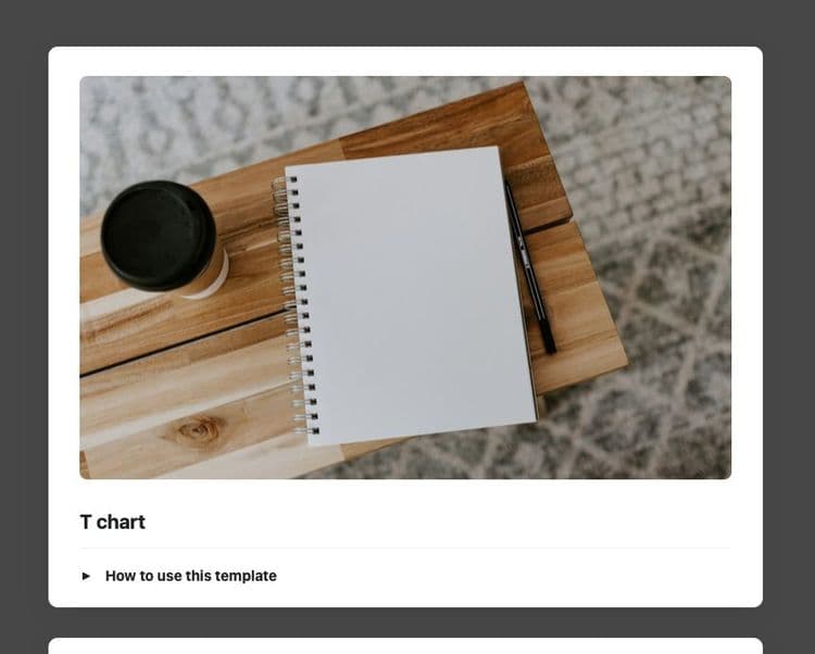 Craft Free Template: T chart in Craft